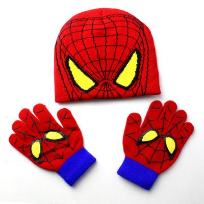 China Promotional Custom Kids Eco-Friendly Pom Pom Knitted Beanie Scarf Set Kenshelley Baby Beanie Set Children Spider Man Cartoon Beanies for sale