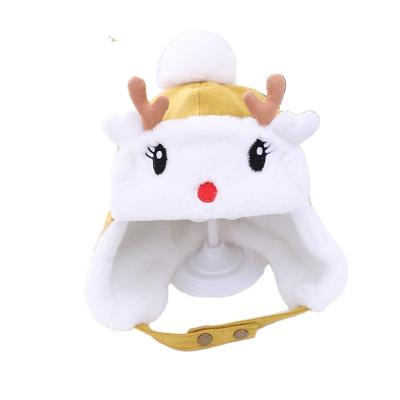 China Warm Cute Infant Christmas Windproof Hat Eco-friendly Baby Winter Children's Deer Plus Velvet Thickening Hats for sale