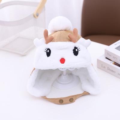 China Wholesale Infant Christmas Cartoon Kids Baby Helmet Fawn Winter Hat Cute Embroidery Plush Eco-friendly Warm Hat Earflap Hat for sale