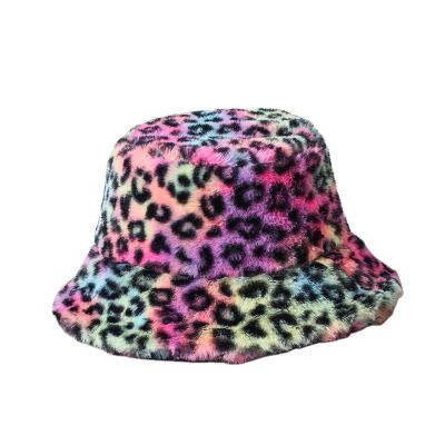 China Wholesale Breathable Custom Logo Bucket Hats 2021 Leopard Pattern Fur Women Bucket Hat for sale