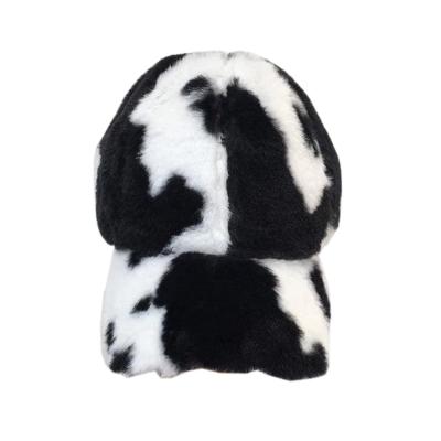 China Autumn And Winter Cotton Hat fashionable fur baseball cap COMMON soft Korean version plush pattern cow fur baseball cap for sale