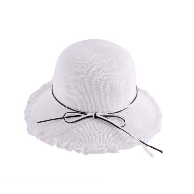 China Large Panama Straw Bucket Floppy Wide Brim Sun Visor Bow Summer Hat Wholesale Eco-Friendly Protection for sale