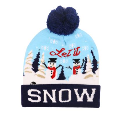 China breathable & Wholesale Warm Cheap Christmas Waterproof Winter Decorate Adult Children Led Lamp Christmas Knitted Hat for sale