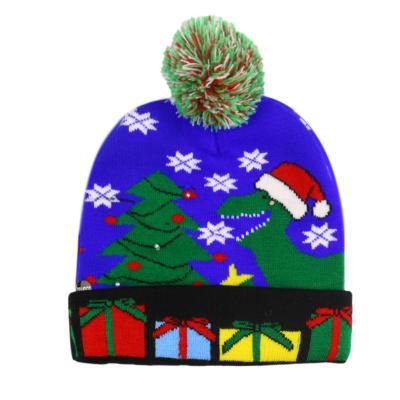 China breathable & Multicolor Design Stocked Waterproof Led Santa Warm Small Moq Deer Knitted Christmas Hat With Light for sale