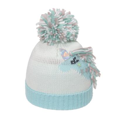 China breathable & Winter Waterproof Beanie Hat Unicorn Fringe Tassel Kids Girls Shiny Knitted Hat With Pompom for sale