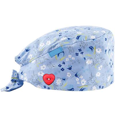 China Imitate Women' cute animal print; s Hat Adjustable Hair Covers Headband Multicolor Working Nurse Hat Medical Cotton Hats for sale