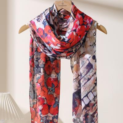 China Wholesale 2021 American European Hot Fashion Women's Long Scarves Brand Luxury Pattern Custom Turkish Silk Scarf for sale