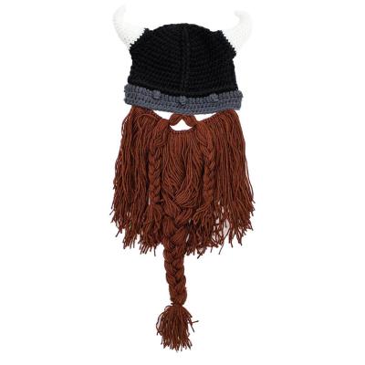 China Eco-Friendly European and American Viking Beard Hat Handmade Strange Knitted Braid Hat for Hallowmas and Christmas for sale