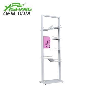 China White Double Sided Four Layer Modern Design Rust Protection Floor Cosmetic Rack Display Stand for sale