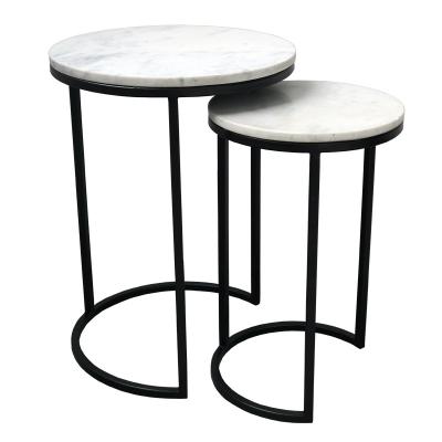 China Rust Protection Fashion Stainless Steel Black Marble Side Table for sale