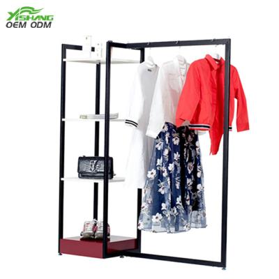 China Wholesale Rust Protection Store Black Floor Metal Rack T-shirt Underwear Dress Garment Display Racks for sale