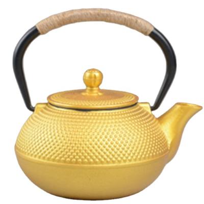 China Sustainable Chinese Handmade Golden Cast Iron Teapots With Heater for sale