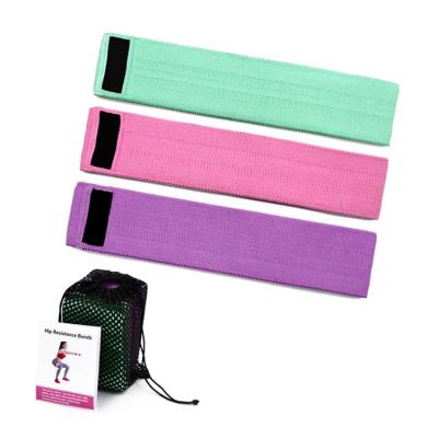 China High Elastic Strength Adjustable Yoga 3 Pcs Long Loop Fitness Elastic Hip Workout Resistance Fabric Covered Bands Sets With Custom Logo for sale