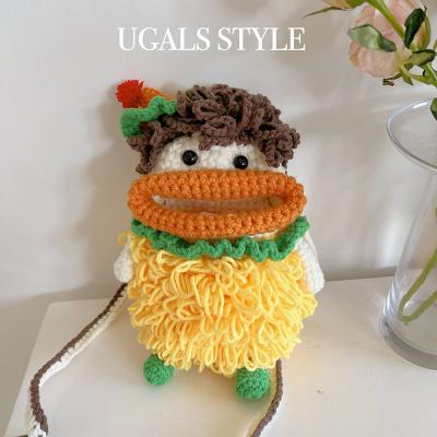 China Cotton Fabric Cartoon Hand - Cross Woven Crochet Wool Handbag Ladies Cotton Fabric - Funny Body Bag Cell Phone Bag With Big Mouth for sale