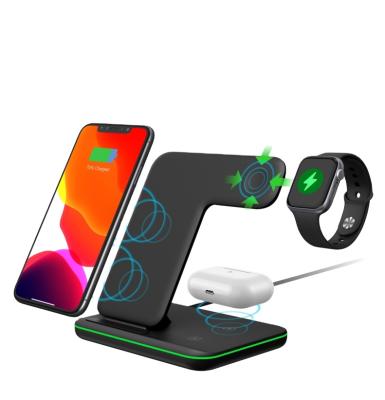 China Hot Selling Smart Watch New 3 in 1 Fast Wireless Fast Charger Qi Wireless Charger Factory 15W Charging Dock 3 in 1 Wireless Charger for sale