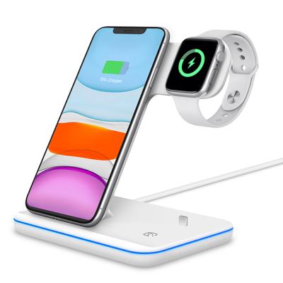 China 2021 Multi-functional Wireless Charger 3 in 1 Fast Wireless Fast Qi Charger Radio Factory Charging Dock 3 in 1 Wireless Charging for sale