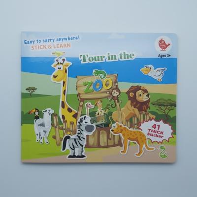 China Sticky sticker TOUR IN THE ZOO new hot sell washable reusable TPE sticker TPR silicon board game stick book for kids custom design for sale