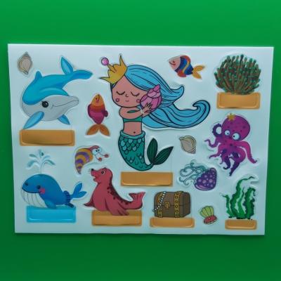 China Eco-friendly +Waterproof  3D pop up sticker for toy books no glue safety  Kids Cute Silicon Tpe Tpr Stickers for Books for sale