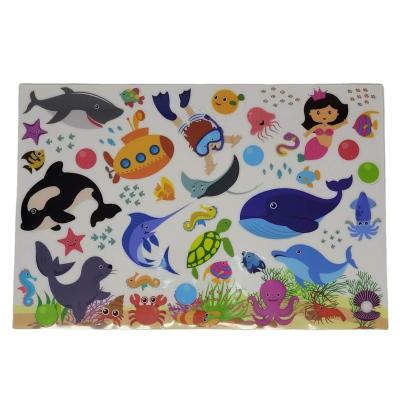 China Eco-friendly +Waterproof  Custom reusable washable TPE TPR silicone children cartoon sticker animal craft for sale