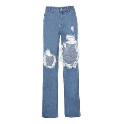 China Girl Blue Mujer Woman Ripped Ladies Distressed Custom High Waisted Jean Pant Denim Jeans Women Fashion Wholesale QUICK DRY 2021 Low Moq for sale