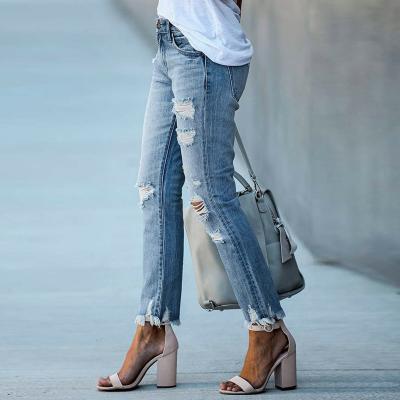 China Hotsale 2021 QUICK DRY ripped skinny jeans women tassel stretch blue jeans for women for sale