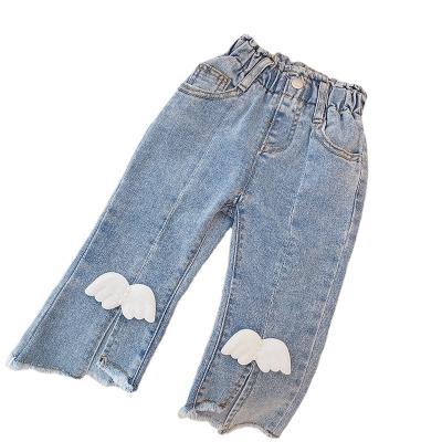 China 2021 New Polyester / Cotton Spring Dress Young Girl Baby Wings Split Jeans for sale