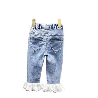 China 2021 New Polyester / Cotton Girls Spring Lace Elastic Slimming Small Leg Pants for sale