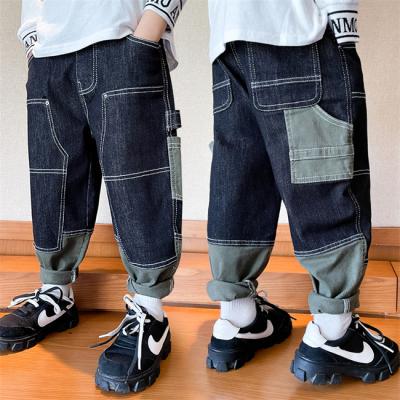 China New Fashion Viable Style SE1068 Fabrics Loose Jeans For Boys Patchwork Jeans Patchwork Boy's Pants for sale