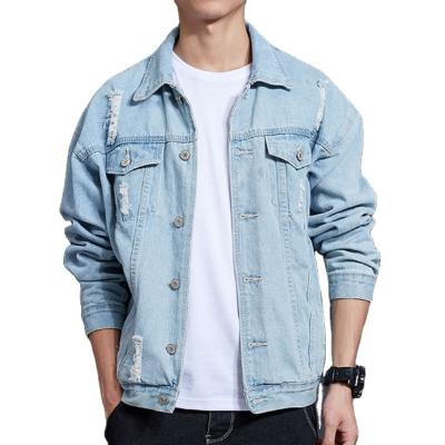 China Stylish Breathable Spring Design Fantasy Sports Streetwear Patch Jeans Boys Mens Denim Baseball Baseball Jackets For Men for sale