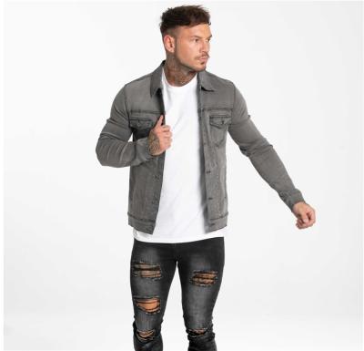 China 2019 Latest Design 100% Cotton Sustainable Jeans Wholesale Washed Gray Custom Men Denim Jacket for sale