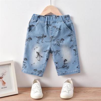 China SE9491 Boys Summer Breathable Dinosaur All Printed Jeans Shorts Kids Casual Wear for sale