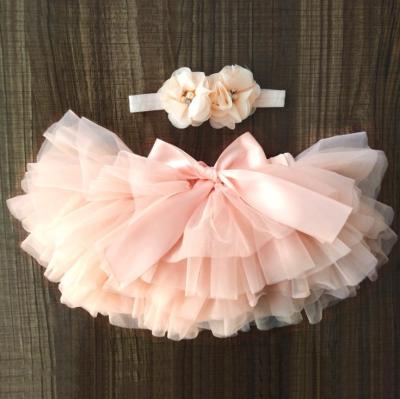 China New Sustainable Babies Tutu Skirt Headband Set Toddler Ruffle Tulle Diaper Covers Tutus for sale