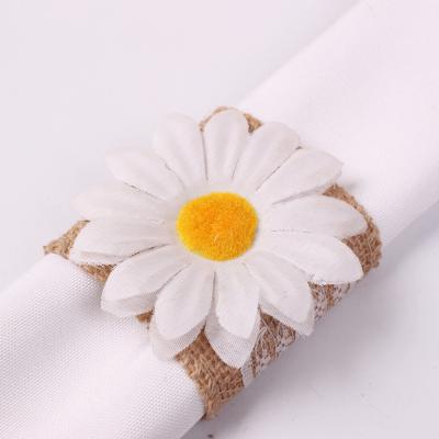 China FASHIONABLE Handmade Napkin Ring Linen Napkin Buckle Daisy Sunflower Napkin Ring for sale