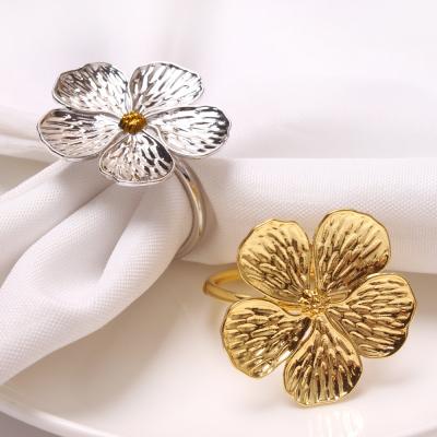 China FASHIONABLE hot style Plant Flower Plum Blossom Napkin Ring Lucky Flower Wintersweet Gold Napkin Ring for sale