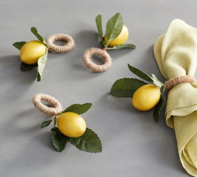 China FASHIONABLE Fruit Napkin Ring Simulated Lemon Plant Napkin Handmade Ring for sale