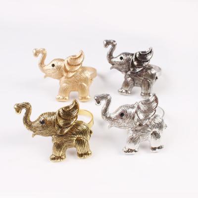 China TRENDY Party Props Table Ornaments Decorate Elephant Napkin Buckle Small Elephant Napkin Ring for sale