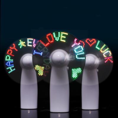 China Mini Promotional Advertising Gift Customized LED Flash Jewelry Colorful Flash Fan Decoration Handheld Colorful Fans for sale