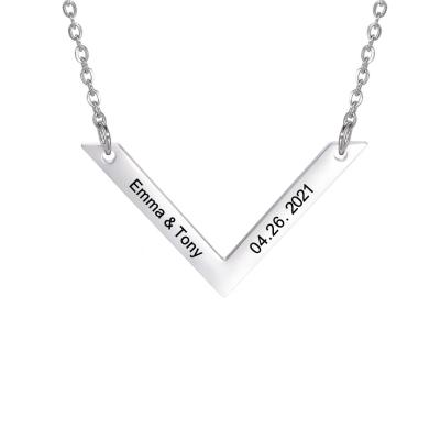 China TRENDY Memorial Day Necklace Can Be Lovers Necklace Friendship Stainless Steel Name Engraved Custom Necklace for sale