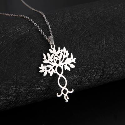 China CLASSIC Tree Of Life Charm Necklace Stainless Steel Sweater Chain Necklace Friendship Cut Necklace for sale