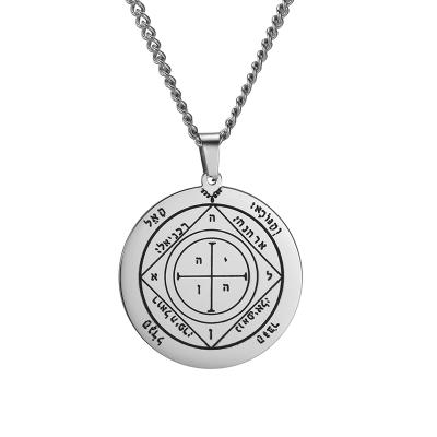 China CLASSIC High End Gold and Silver Plated Solomon Seal Talisman Pendant Stainless Steel Jewelry Necklace for sale