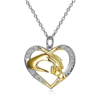 China Cute Mother's Day Keepsake Pair Gold Plated 925 Sterling Silver Womens Necklaces Jewelry for sale