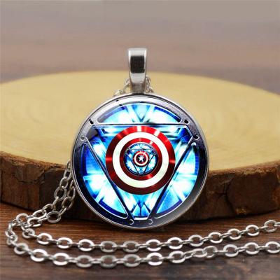 China Captain America Iron Man Time Gem Alloy Necklace Fashion Universal Collbone Movie CLASSIC Chain Necklace for sale