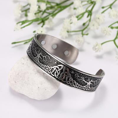 China No Life Couples Magnetic Bracelet Stainless Steel Magnet Health Man Cuff Bangle Bracelet Tree for sale