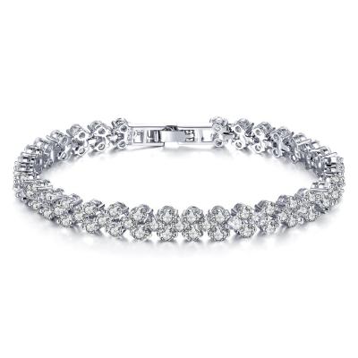 China Roman Crystal Bracelet With Alloy Plated Luxury Exquisite CLASSIC Diamond Set Full Diamond Simple Bracelet for sale