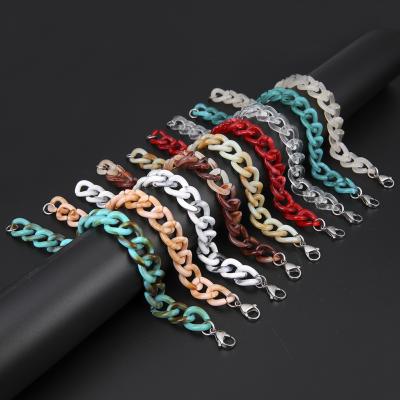 China 2021 Newest Fashion Hiphop 2021 Large Acetate Chain Bracelet Acetate Cuban Candy Neon Color Acrylic Chain Bracelet For Women for sale