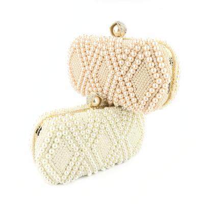 China New design high quality chain evening clutch pearl dinner bag, pearl clutch evening clutches for sale