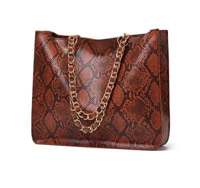 China Fashion 2021 Wholesale Women Bags Snakeskin Ladies Shoulder Bag Leather Handbag Large Tote Bags Handbag for sale