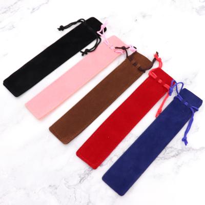 China High Quality Portable Gift Drawstring Pouch Velvet Pen Bag For Ballpoint Pen Pencil Storage And Packing for sale