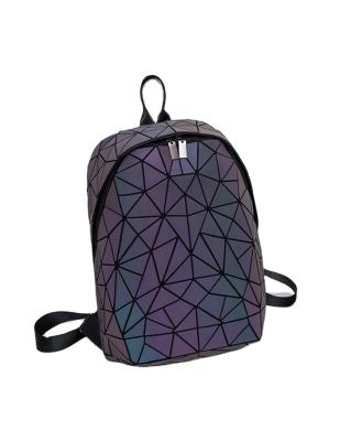 China Holographic Reflective Student Backpack Geometric Reflective Women, Luminous Reflective Geometric Backpack for sale