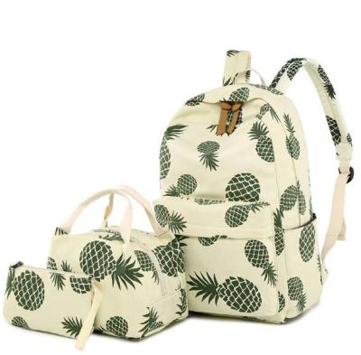 China No cute pineapple back to school backpack set daypack multi pockets school satchel set for girls women for sale